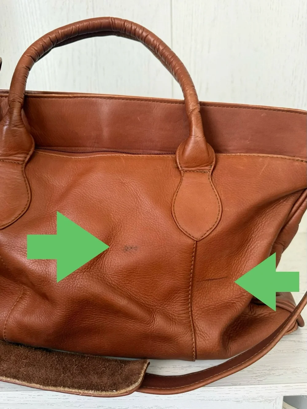 Graffeo Leather Briefcase Tote in Cognac